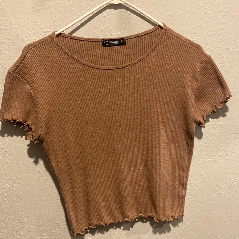 brown crop top from liz and zara